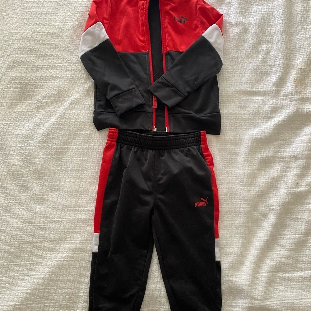 Puma Kids Red and Black Track Pants 18mo